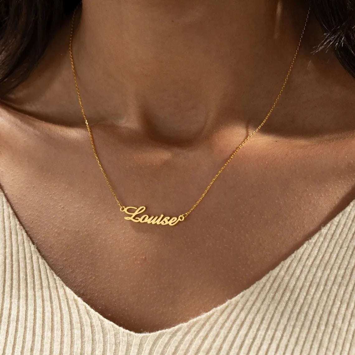 Personalized Cursive Letter Pendant Stainless Steel Women Necklace