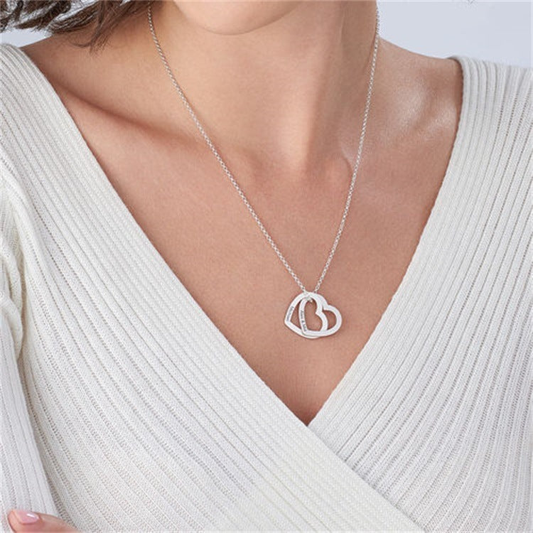 Personalized Love Heart Pendant Necklace Women Customized Name Engraving Necklace