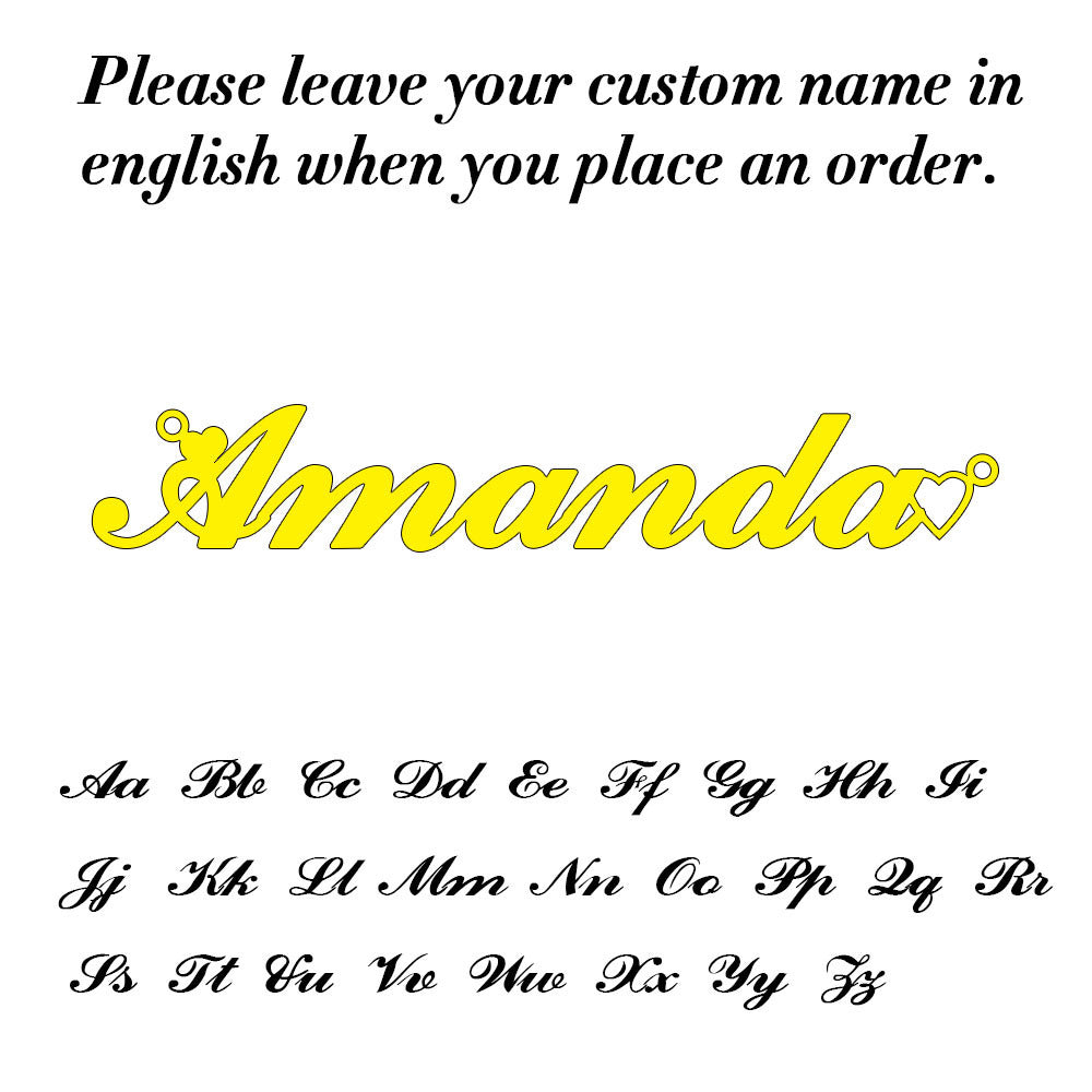Personalized Cursive Letter Pendant Stainless Steel Women Necklace