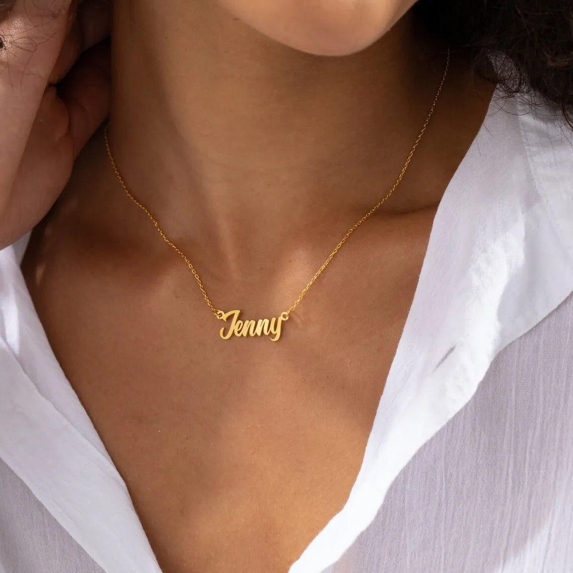 Personalized Cursive Letter Pendant Stainless Steel Women Necklace
